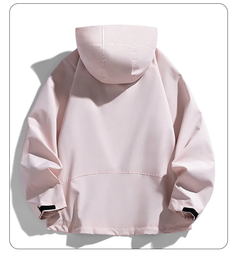 Man Jacket Spring Thin Contrast Color Long Sleeve Zipper Male Coat Loose Breathable Hooded Outdoor Sport Casual Men Outerwear