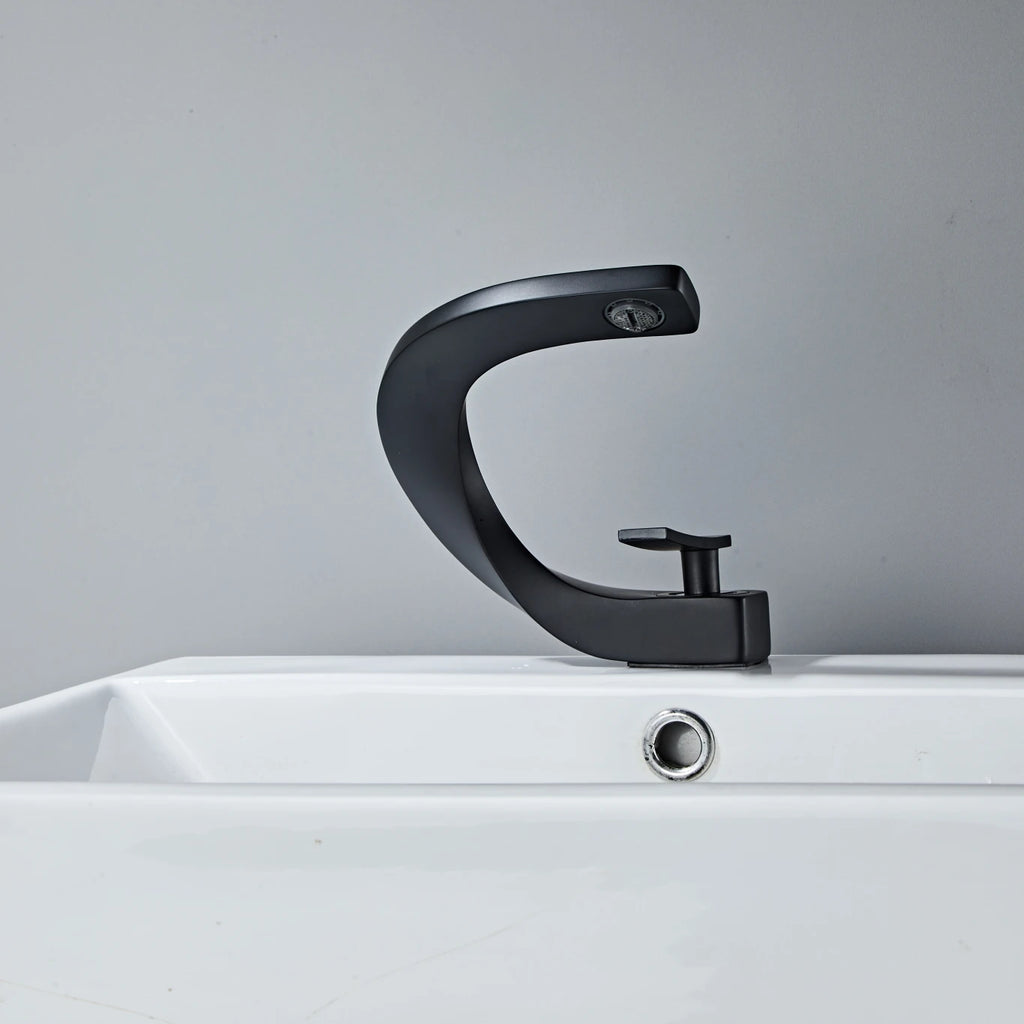 Basin Faucet  Brass Hot and Cold Wash Basin Faucet White with Gold Bathroom Basin Modern Minimalist Creative Faucet PP-12085