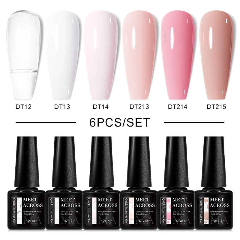 MEET ACROSS 6/8Pcs Set Glitter Gel Nail Polish Autumn Winter Nail Art Varnishes Semi Permanent Soak Off UV Gel Kit Nails Lacquer