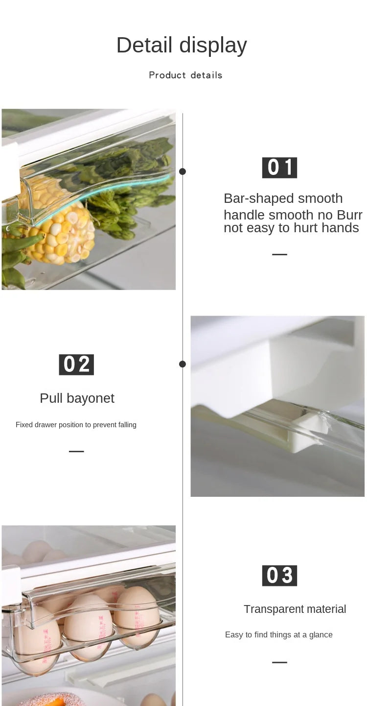 Fridge Organizer Fruit Egg Refrigerator Storage Rack Under-shelf Refrigerator Drawer Box Fresh keeping Kitchen Organizer