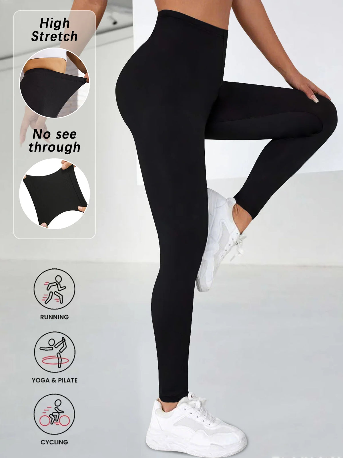 Women's Super Soft Leggings High Elasticity No See Through Workout Yoga Running Athletic Leggings