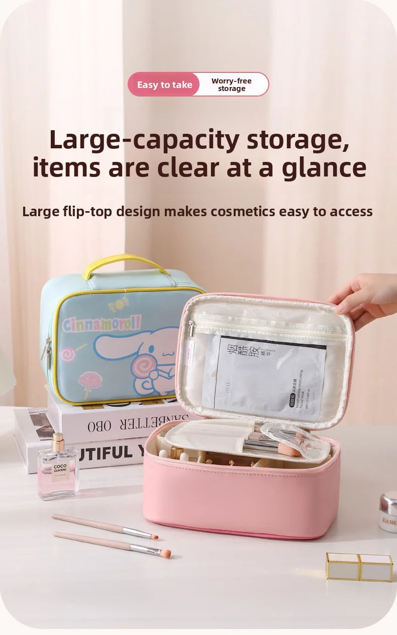 Detachable multifunctional Sanrio My Melody Hello Kitty makeup bag, waterproof, wear-resistant, large-capacity, portable storage