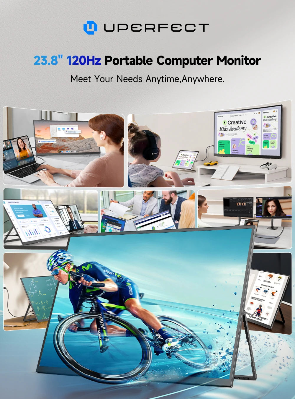 UPERFECT UGame 23.8inch 1080P 120Hz Monitor Gaming For XBox Series X / S PS5 Switch VESA Large Laptop Screen USB C/HDMI Display