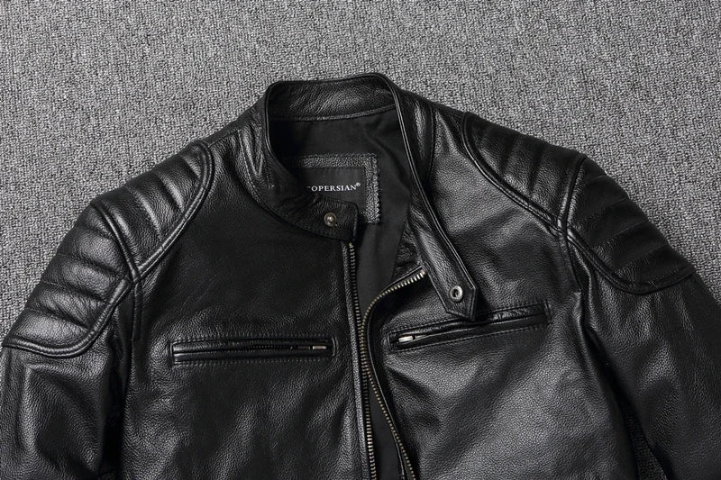 2025 New Leather Jacket Top Layer 100% Cowhide Leather Clothes Men's Stand Collar Motorcycle Clothes  Autumn Winter Plus Size