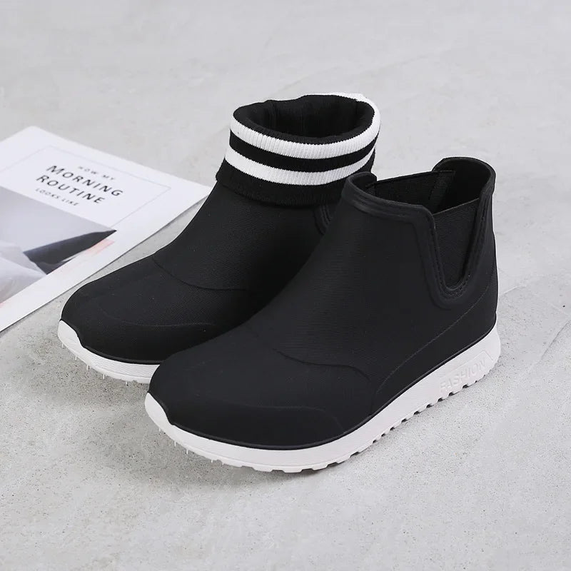 Rain Shoes for Lovers Rubber Shoe Platform Ankle Boots Autumn Winter Slip on Booties Boots for Men Waterproof Work Botas Hombres