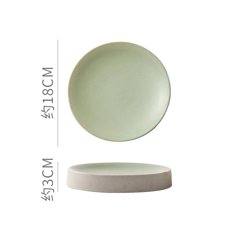 Vintage Round Ceramic Plate Creative Dessert Dim Sum Plate Pastry Plate Steak Plates Sushi Plates Molecular Cuisine Tableware
