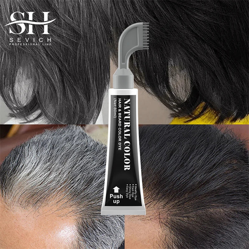 Avocado Fast Hair Dye Black Shampoo with Comb 80ml Black Hair Dye Shampoo with Comb Non-irritating Repair Gray White Hair Care