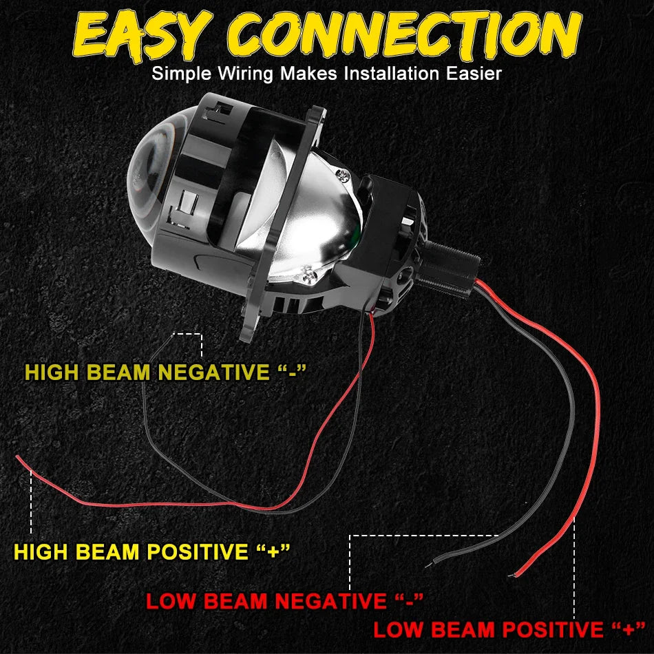 3 Inch H4 H7 LED Angel Eyes Bi LED Lenses 9005 9006 Projector Headlight For Hella Car Lights Headlamp Car Accessories RHD 160W