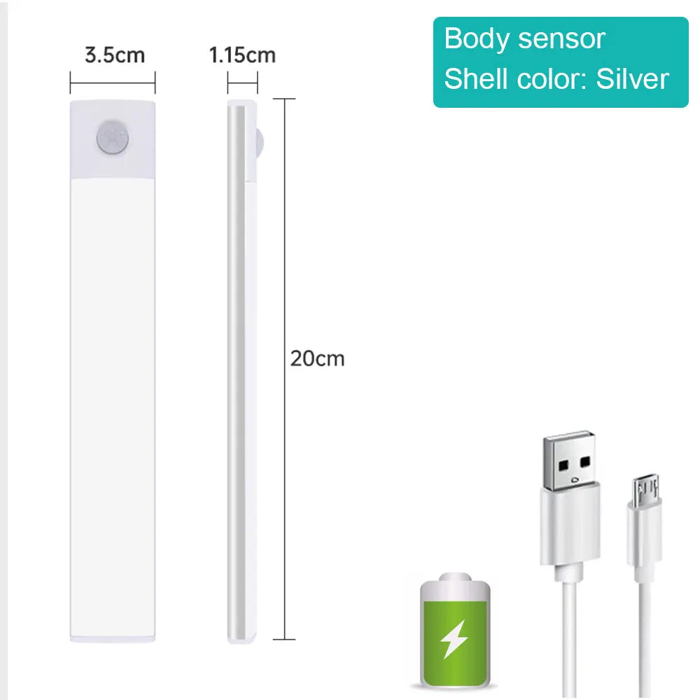 Night Light Motion Sensor Lights USB LED Wireless Under Cabinet Light For Kitchen Cabinet Bedroom Wardrobe Interior night lights