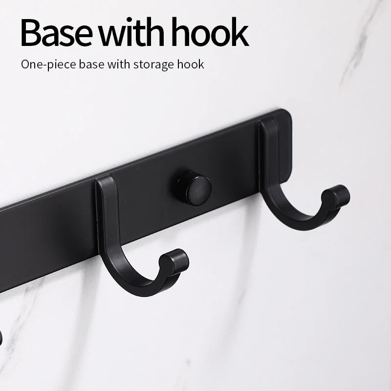 Black Robe Hook for Bathroom Kitchen Home Wall Mounted Creative Door Coat Clothes Towel Key Holder Hanger Storage 3 4 5 6 Hooks