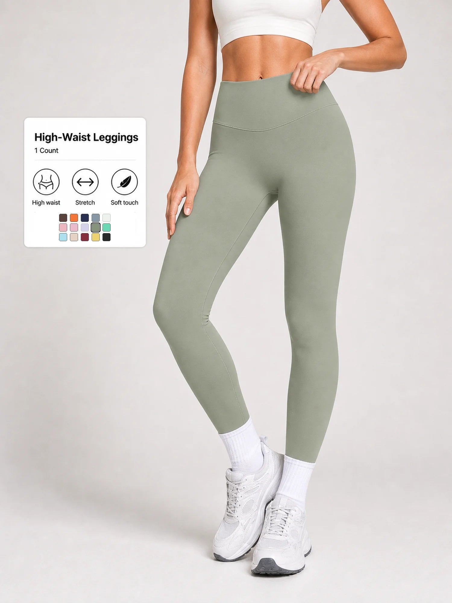 Women High Waist Yoga Pants Soft Stretch Leggings Tummy Control Fitness Gym Running Workout Sports Trousers