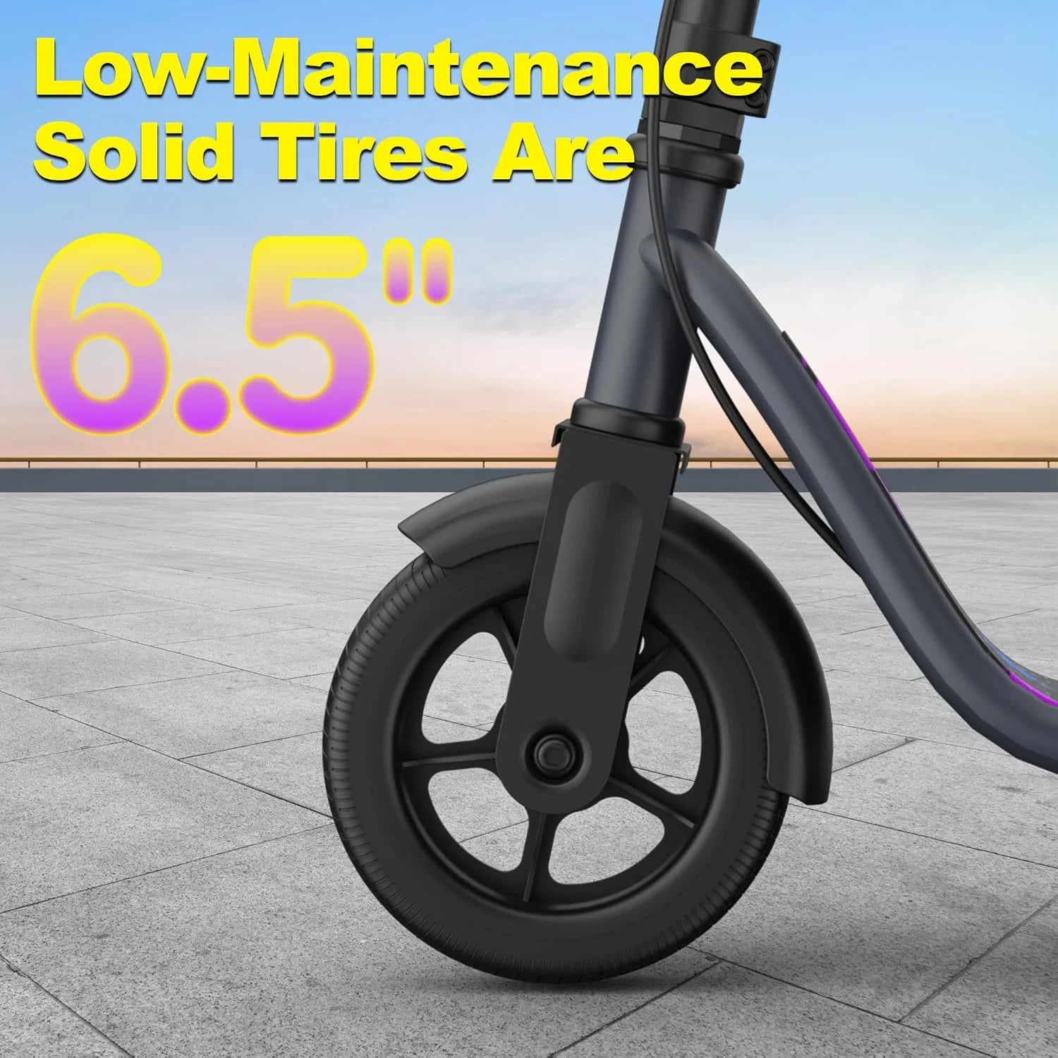 Electric Scooter for Kids - 3/6/9MPH Three Speed Modes & 10Mile Max Range, 250W Motor, 6.5" Solid Tires Commuter E-Scooter