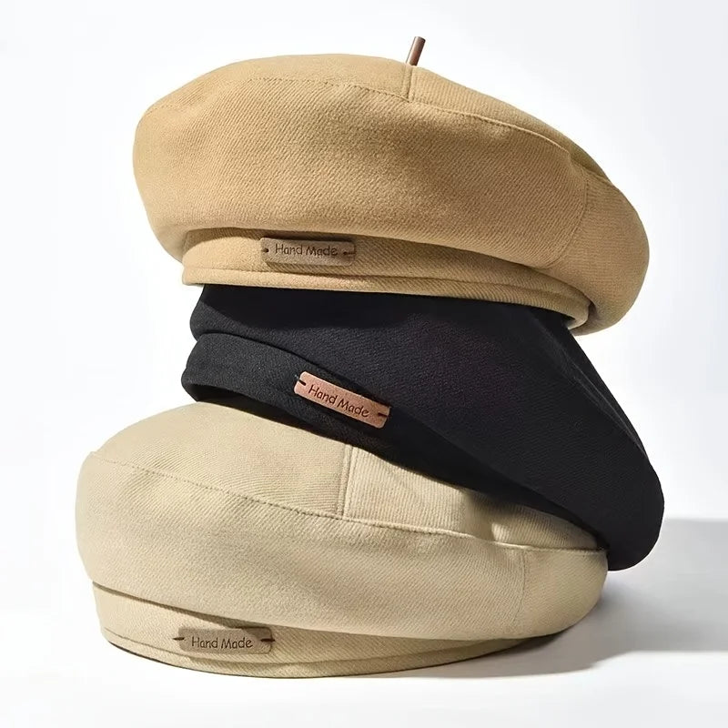 Maillard Style French Beret Hats for Women Beige Beret Hat Solid Color Cotton Beret Cap for Womens Girls Lady
