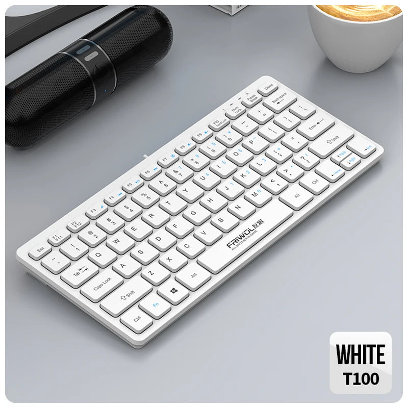 FRIWOL KT-100 Wired  Keyboard Mouse Set 78 Key Mini Portable Keyboard USB Desktop Laptop Office Home Light voice
