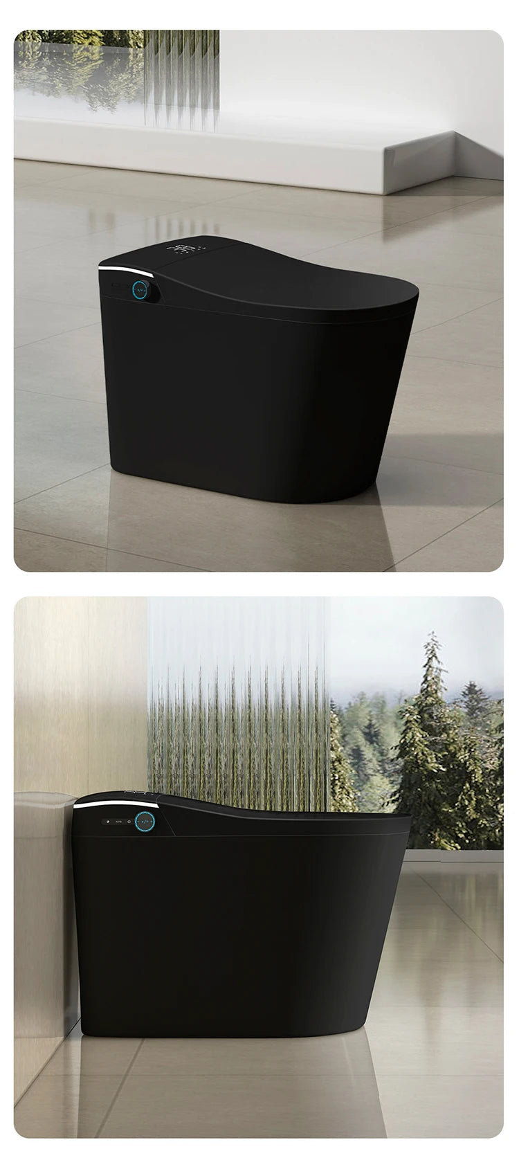 Modern Luxury Auto Sensor Flush European Bathroom Ceramic Automatic Wc Black Smart Toilet