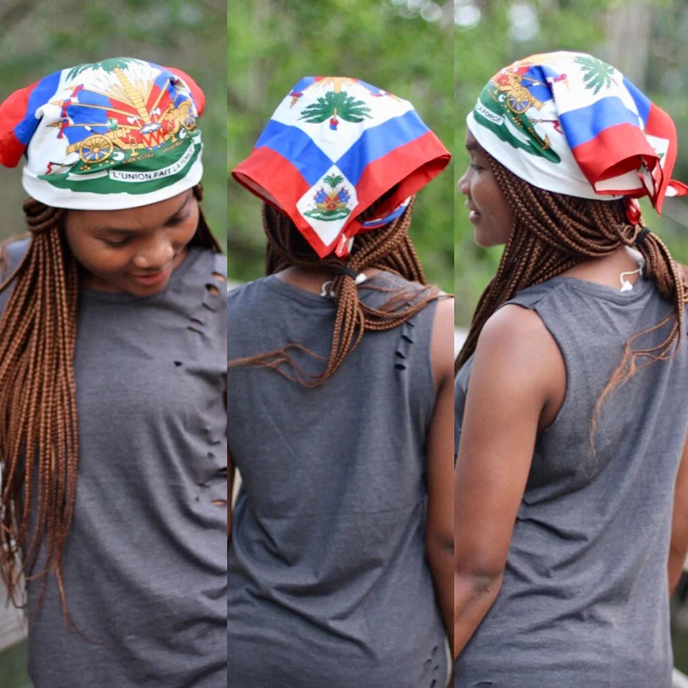 Caribbean National Flag Design Bandana 100% Cotton Running Headband Haiti/Jamaica/Guyana/Dominican Flag Scarf Hip Hop Head-wrap