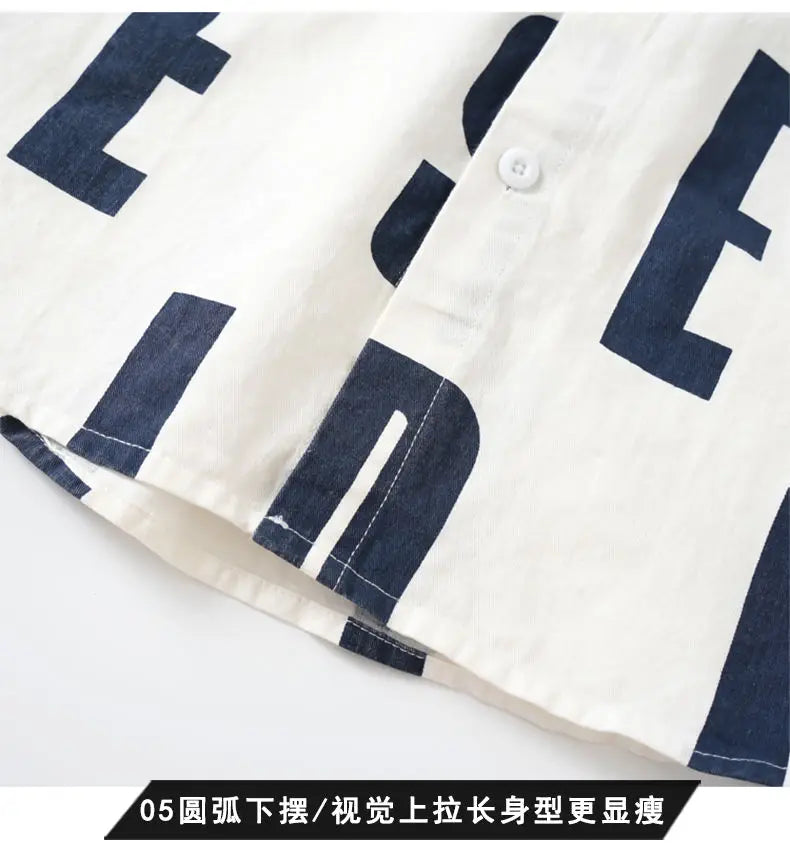 Men Clothing Spring Autumn Trendy Vintage Letter Print Lapel Shirt Simple Casual Long Sleeve Pocket Loose Tops Camisa Masculina