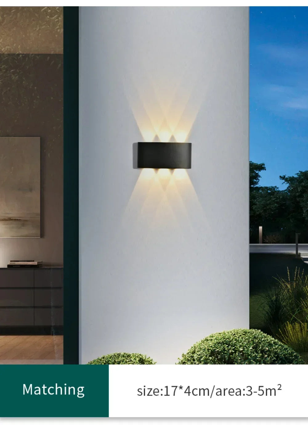 Waterproof Outdoor LED Wall Light for Garden Patio Balcony Warm White Weatherproof