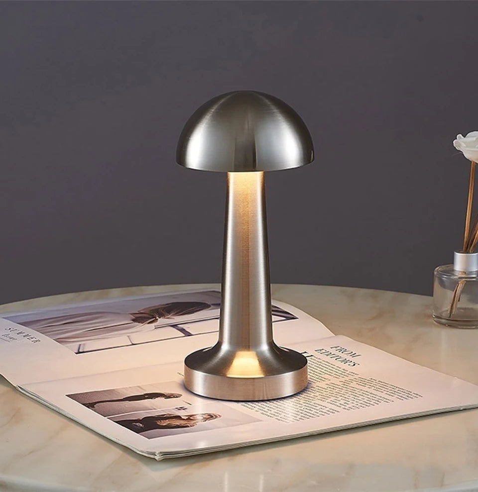 Rechargeable Mushroom Table Lamp Cordless LED Night Light Touch Dimmable Bedside Desk Lamp for Bedroom Living Room Home Decor