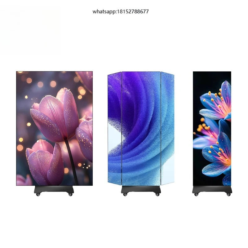 1280*1920mm Indoor Foldable LED Screen P1.53 LED Mall Advertising Mobile Three-fold LED Display