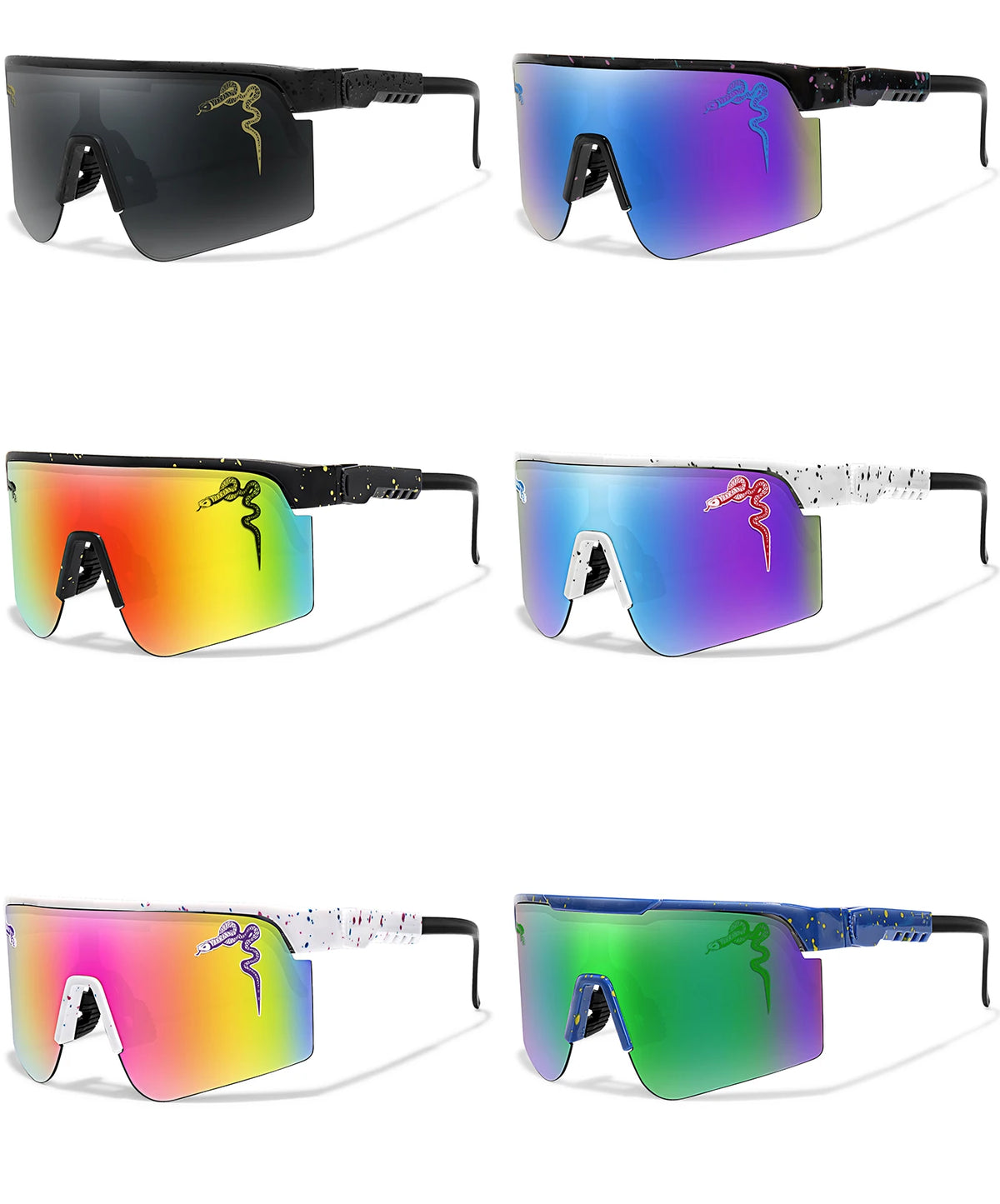 Men's Fashion Large Frame Cycling Sunglasses Fashionable Goggles with Random Dot Decoration for Outdoor Sports Hiking Fishing