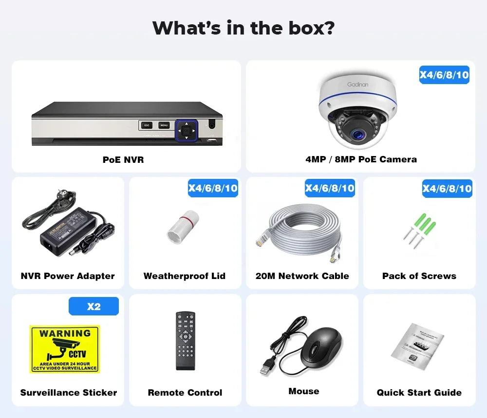 10CH 4K 8MP POE Security Camera Kit Audio Motion Detection Vandalproof Outdoor Dome Camera 5MP 4MP CCTV Surveillance Protection