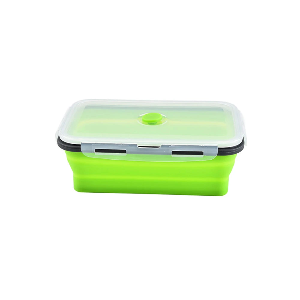 1 PCS Silicone Folding Lunch Box Food Grade Square Portable Microwave Oven Lunch Box Outdoor Travel Picnic Preservation Box