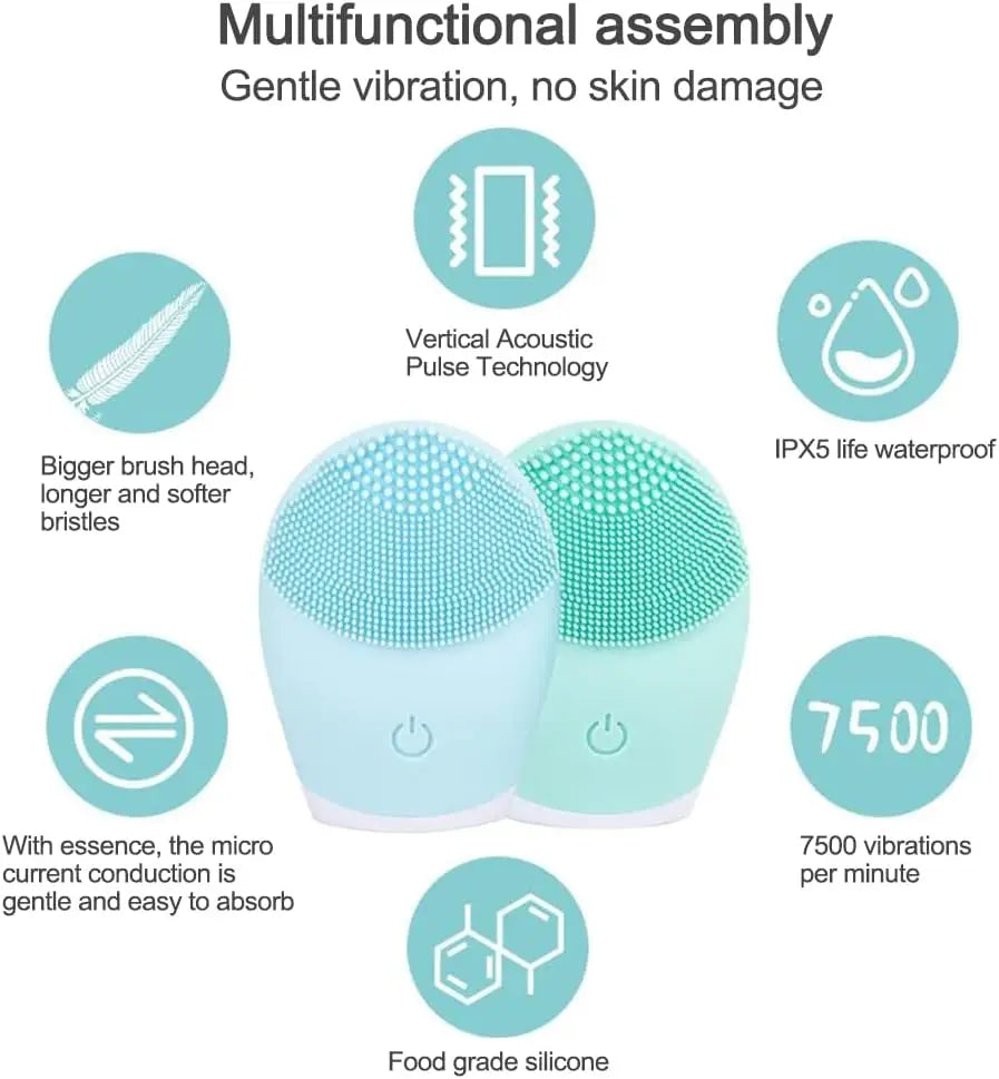 Electric Silicone Facial Cleanser Massager Skincare Massage Tool Beauty Machine Vibration Cleaning Of Pores Self Provided Batter