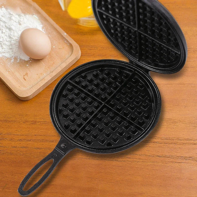 Household Kitchen 20cm Oven Safe Waffle Maker Cake Baking Pan Uncoated Cast Iron Waffle Mold Skillet