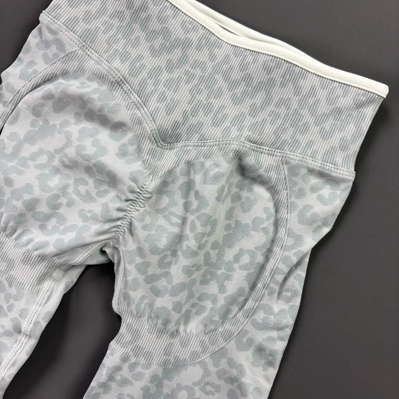 Seamless Leopard Print Leggings Women High Waist Yoga Pants Scrunch Butt Fitness Tights Moisture Wicking Slim Fit Sports Pants