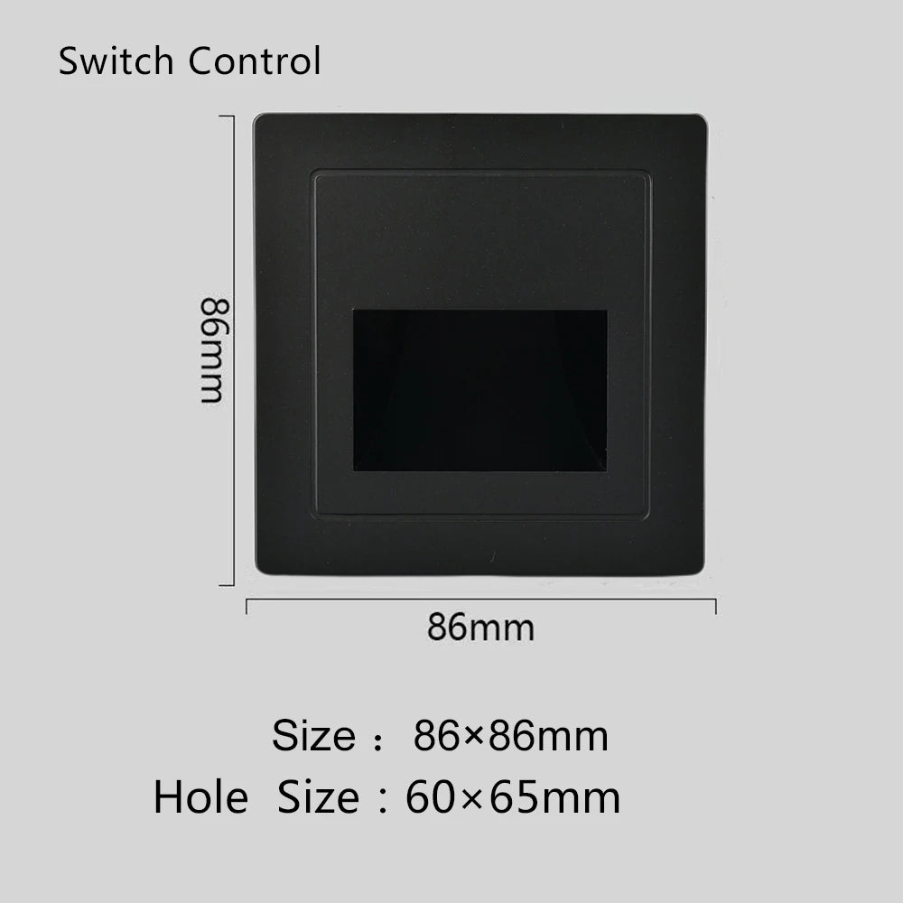 Recessed Wall Lamp Led Stair Lights Non-Sensor Corridor Nightlights for Cabinet Closet  Kitchen Luminaires Black White 22v 110v