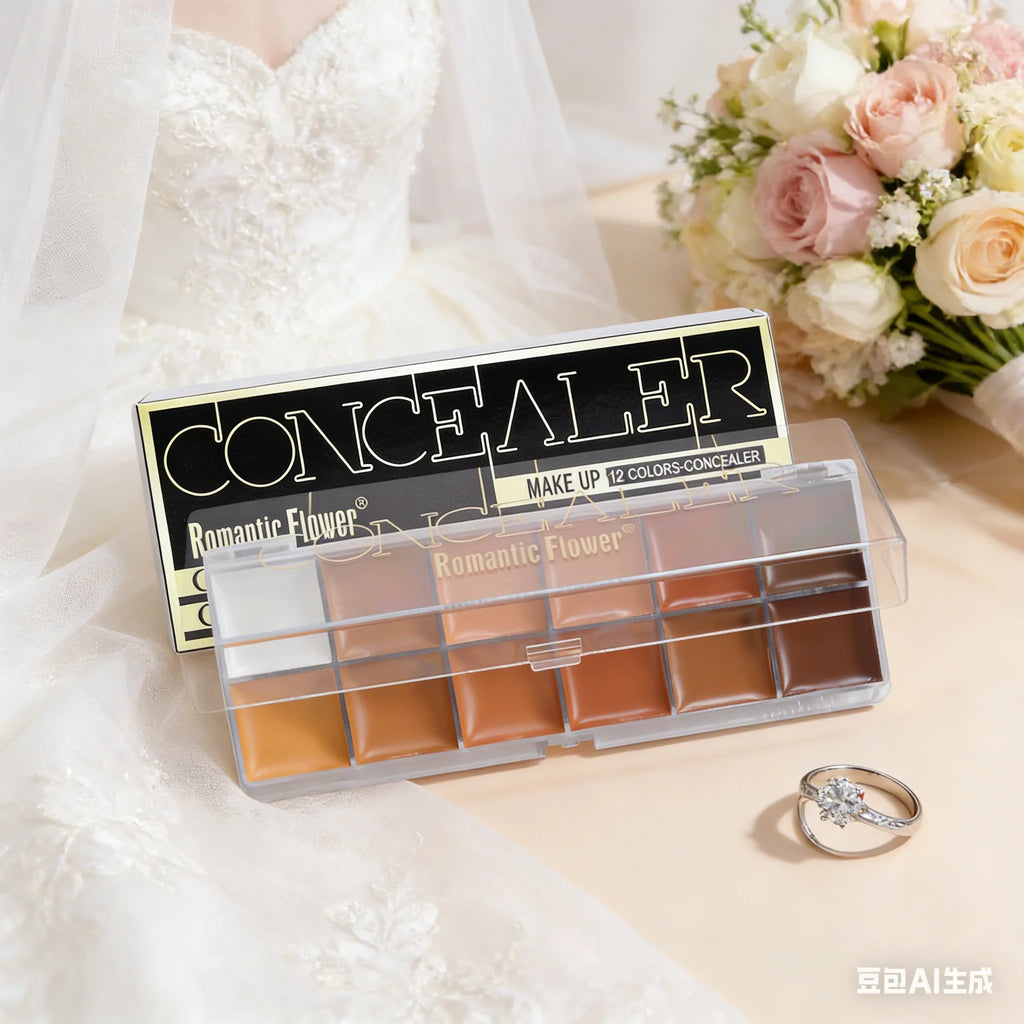 12 Color Concealer Palette for Dark Skin Full Coverage Waterproof Contouring Face Makeup Bridal Wedding Day Photo Ready