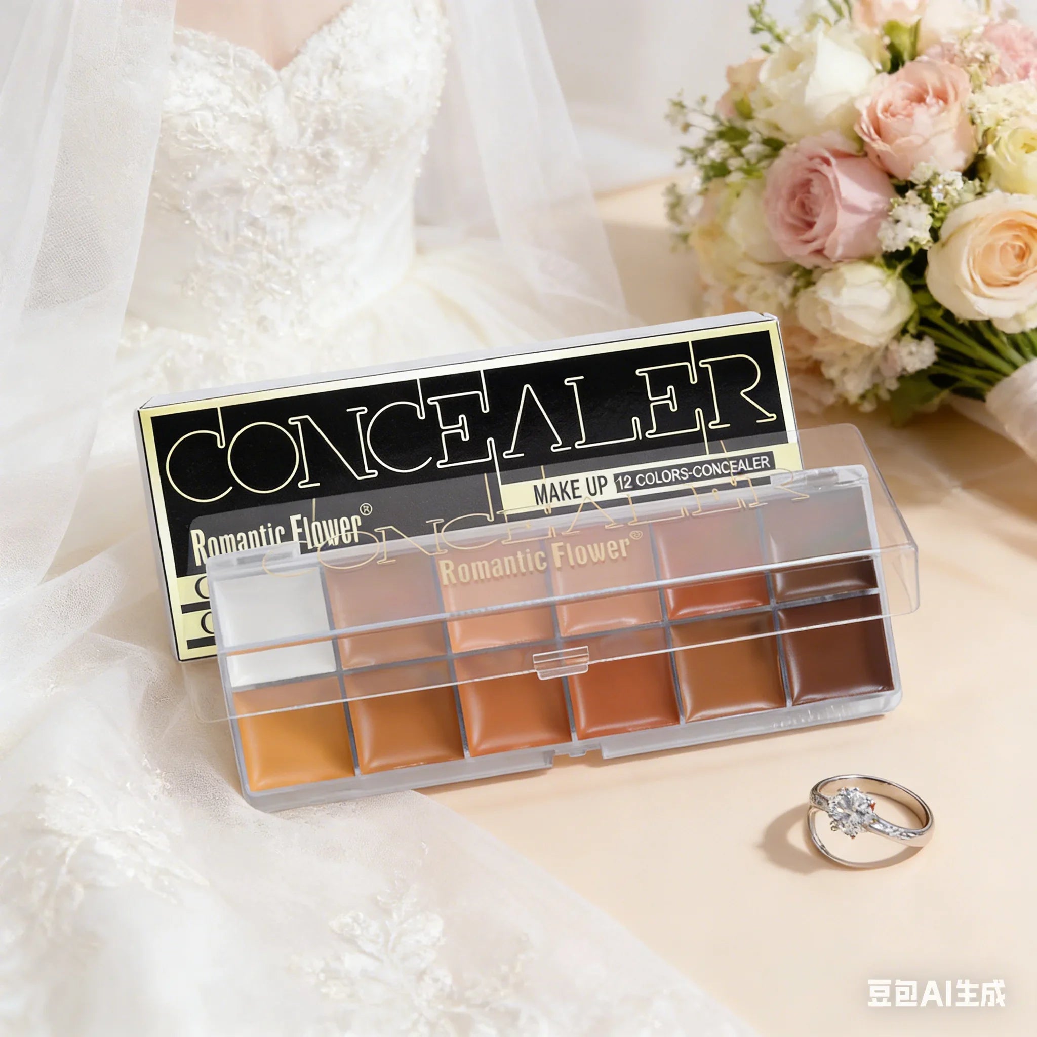 12 Color Concealer Palette for Dark Skin Full Coverage Waterproof Contouring Face Makeup Bridal Wedding Day Photo Ready