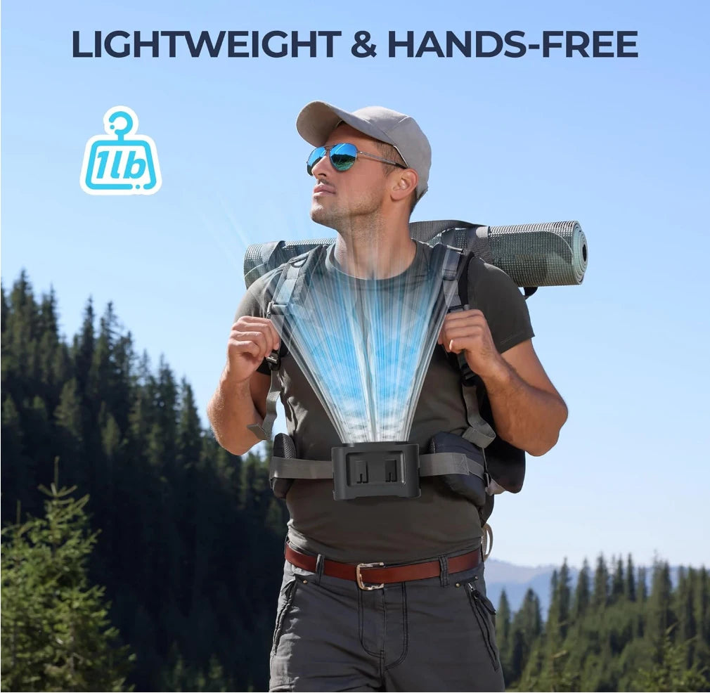 14500mAh Multifunctional USB Waist Clip Fan with Light, Plastic Portable Cooling Fan for Car Outdoor Home