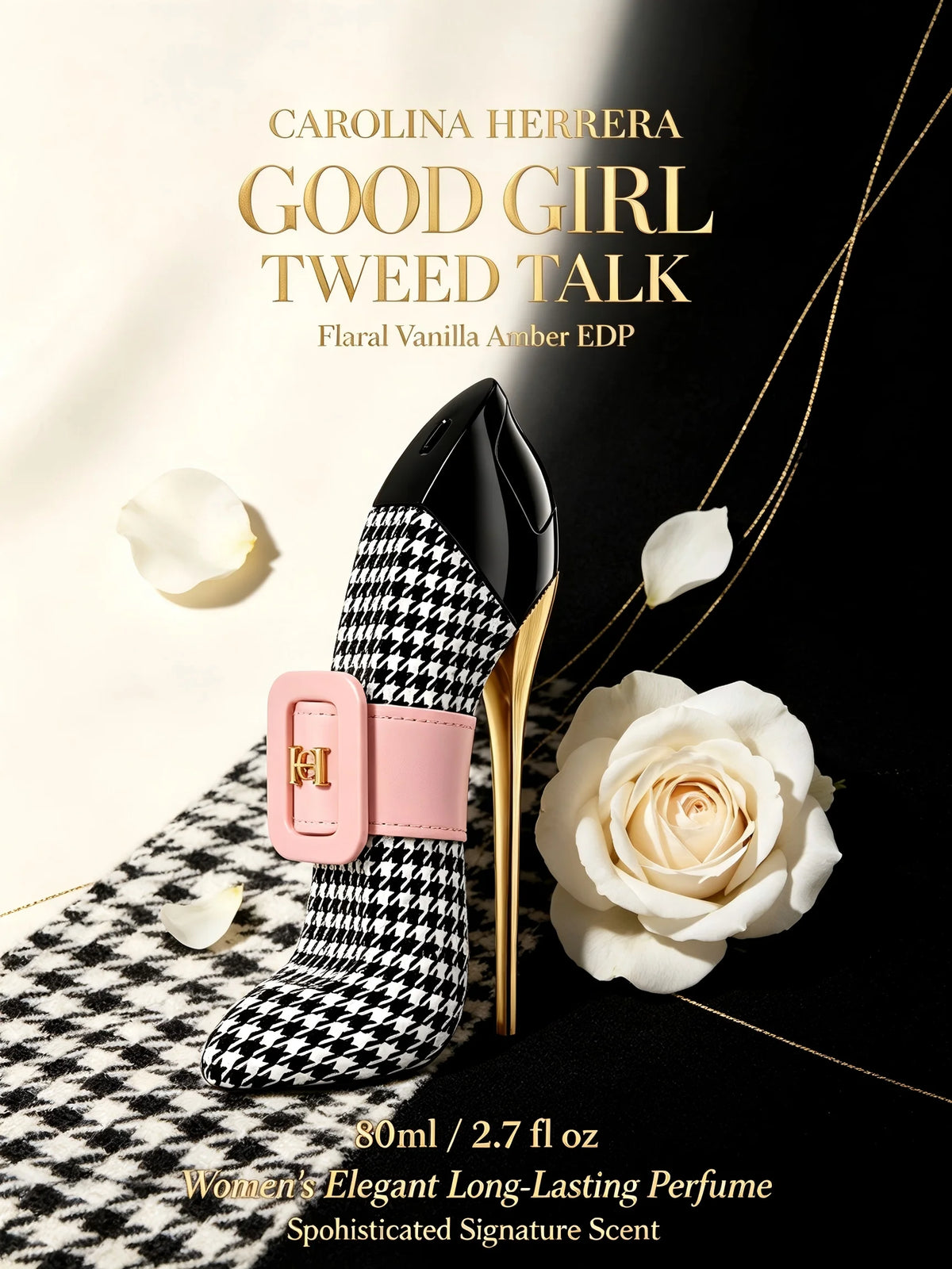 Carolina Herrera Good Girl Tweed Talk EDP for Women, 2.7 fl oz/80ml, 1 Bottle, Floral Vanilla Amber Elegant Long Lasting Perfume, Birthday Anniversary Gift for Her, Fall, Halloween, Thanksgiving, Black Friday, Christmas, New