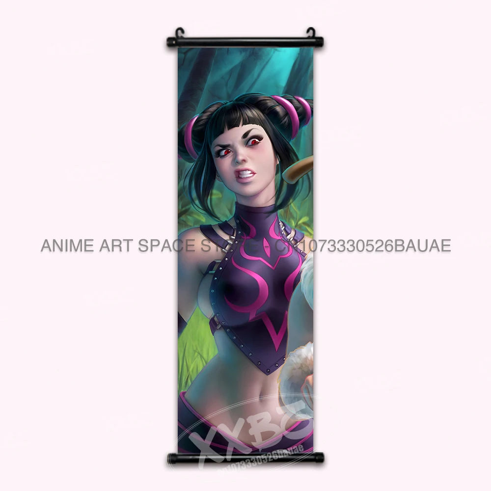 Street Fighter Hanging Painting Fighting Game Wall Artwork Gouken Scrolls Picture Sakura Kasugano Print Canvas Poster Home Decor