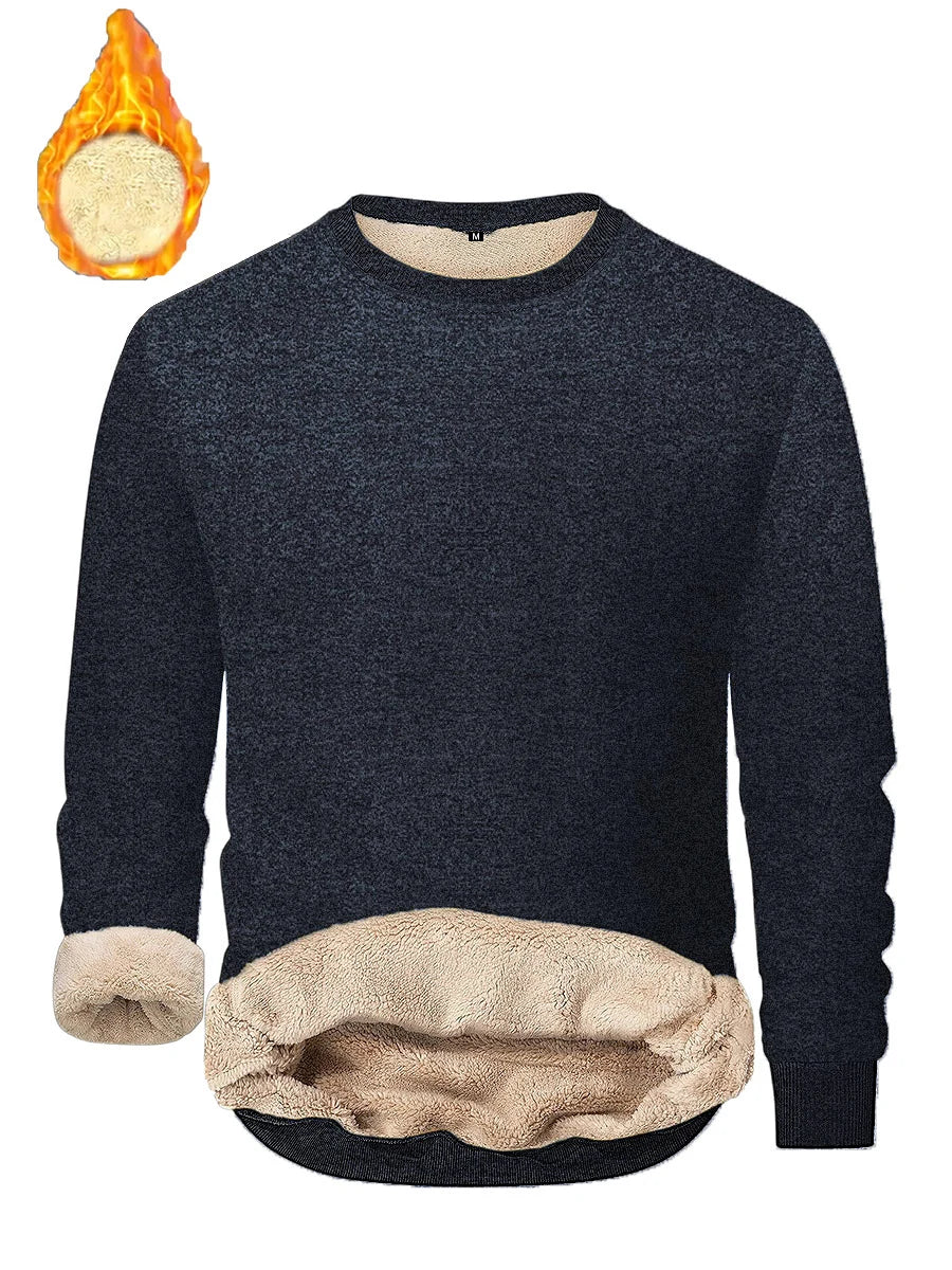 Lamb Fleece Round Neck Top for Men in Winter with Thick and Warm Fleece Hoodie