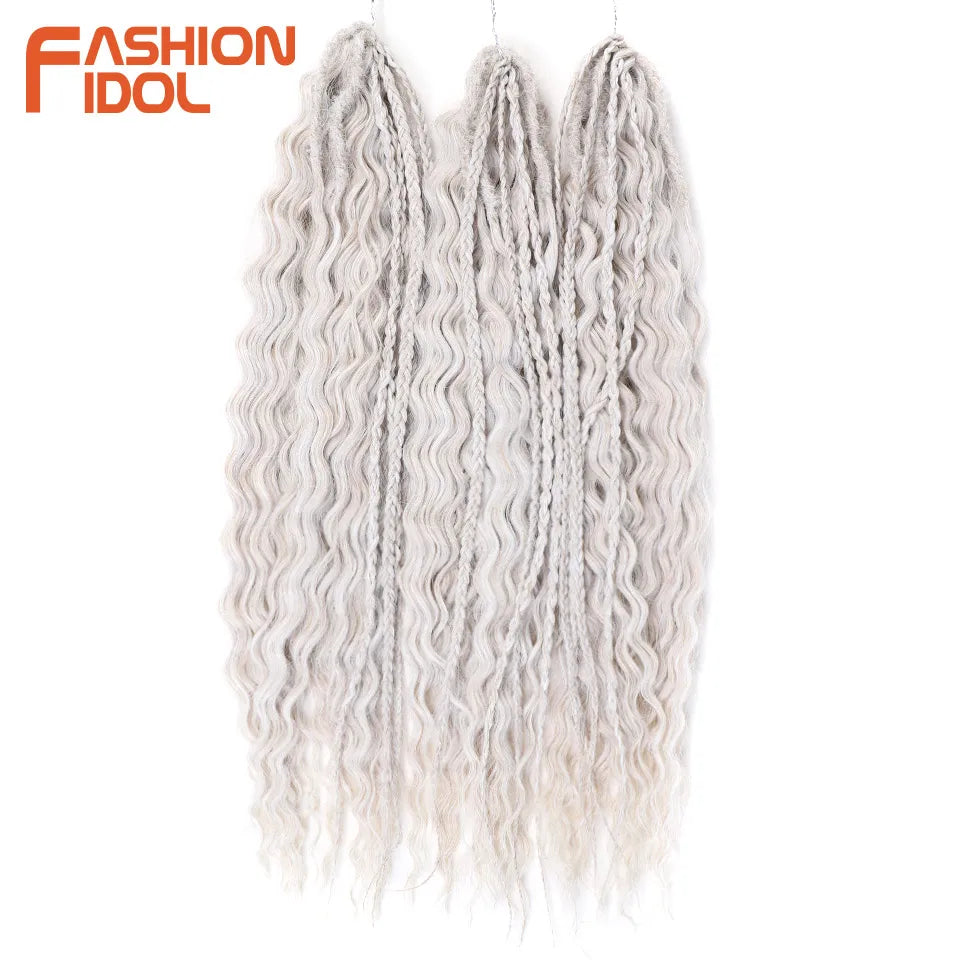 FASHION IDOL 24 Inch 300g Ariel Hair Synthetic Crochet Curly Hair Water Wave Braid Hair Ombre Blonde Braiding Hair Extensions