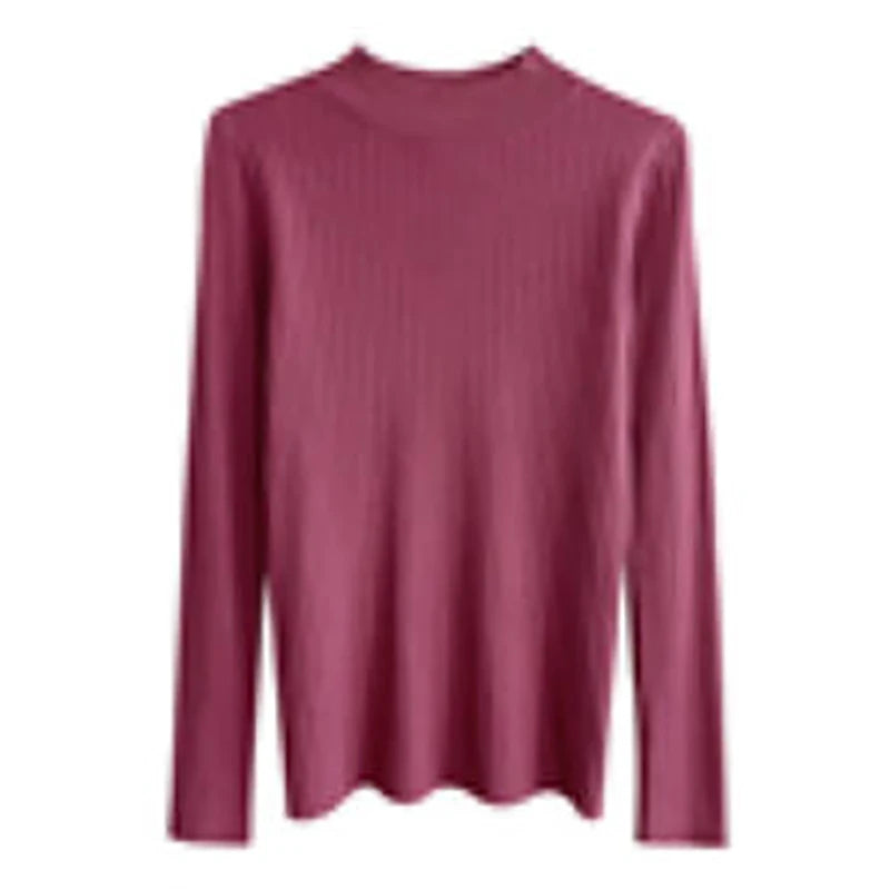 ITOOLIN Women Mockneck Sweater Women Slim Jumpers Knitted Solid Cashmere Pullover Elegant Sweater Women Spring T-shirts 2025