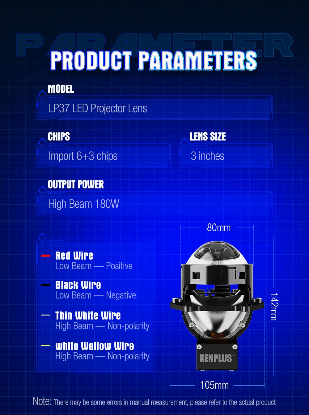 Hot Sale Xenplus High Quality Car Headlamp Lp37 180w 50000lm 6500k Ip68 Big Power Super Bright Bi Led Headlight Projector