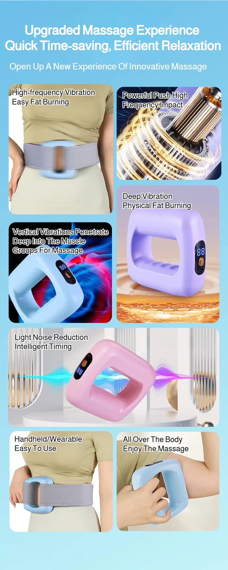Mini Fat Shaking Massager USB Rechargeable Vibrating Muscle Relaxation Body Slimming Massage Device Portable Fitness Tool