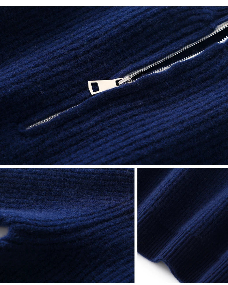 Men's Sweater Autumn And Winter New Pullover With Half-Height Zipper Neck To Keep Warm And Thick Cashmere Sweater Underlay Trend