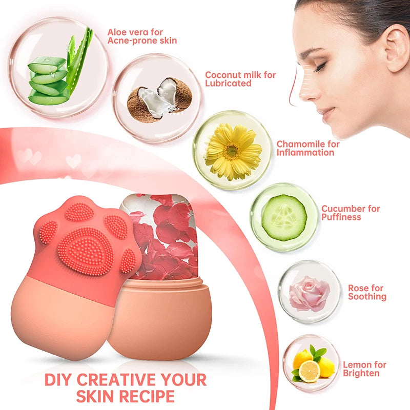 Ice Face Roller Silicone Ice Roller For Face and Eyes Puffiness Relief Reusable Facial Ice Mold Skin Care Beauty Tools For Women