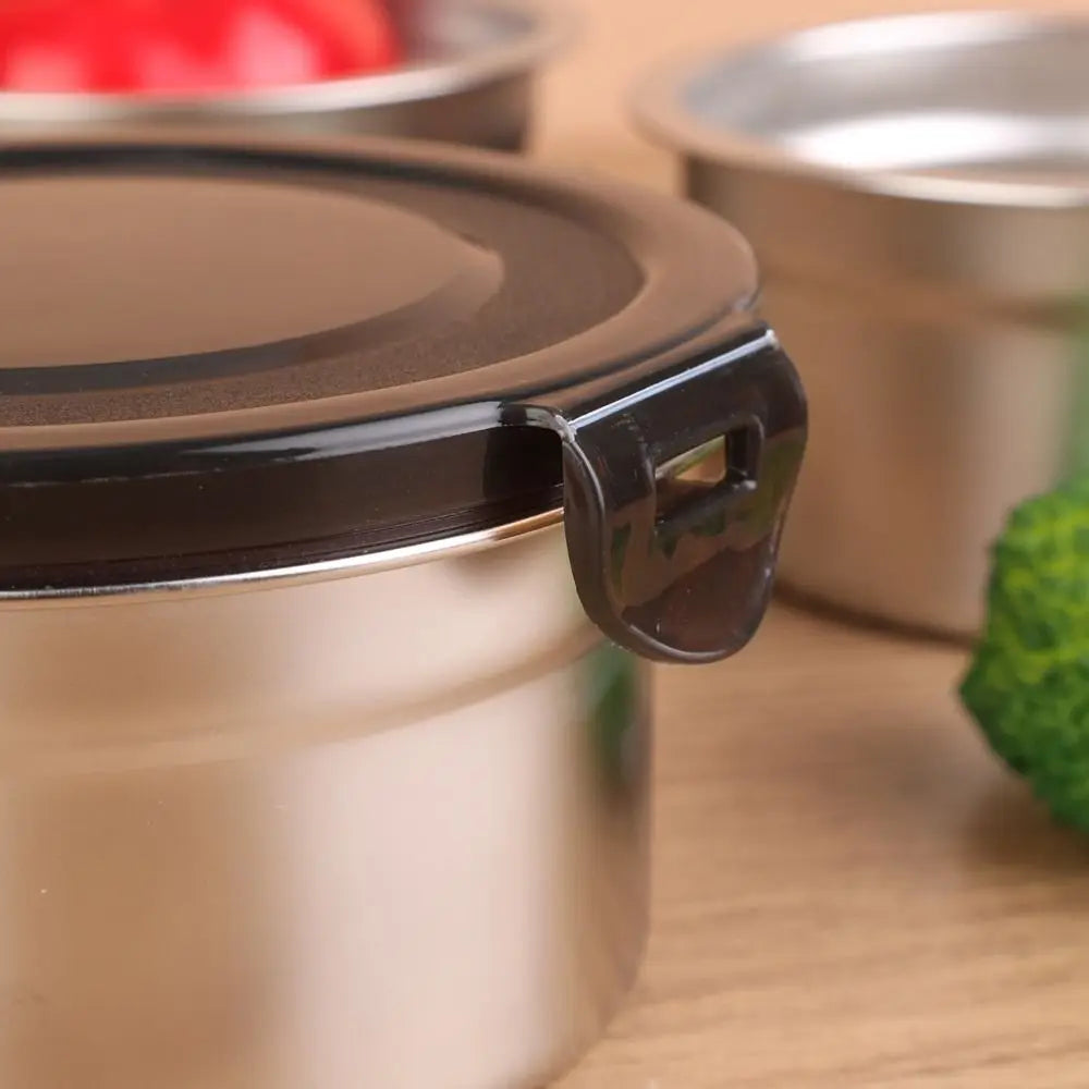 1Pcs Fresh Keeping Lunch Box Lunch Meal Prep Storage Round Bowl Food Container Fridge Kitchen 304 Stainless Steel