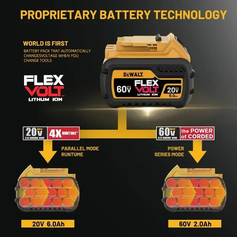 DeWALT 100% Original Battery 20V/60V 6Ah 9Ah MAX FlexVolt for DCB606 DCB205 DCB206 DCB209 DCB182 Power Tool with Battery