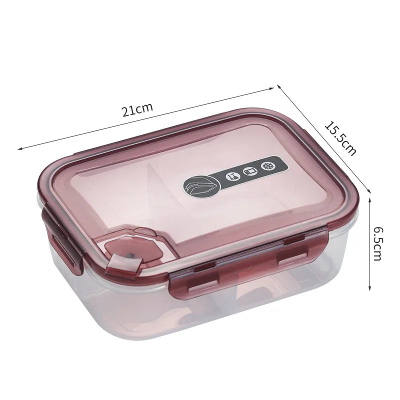 Microwavable Plastic Crisper Lunch Box Multi-compartment Bento Box Portable Food Storage Containers Office Student LeakProof Box