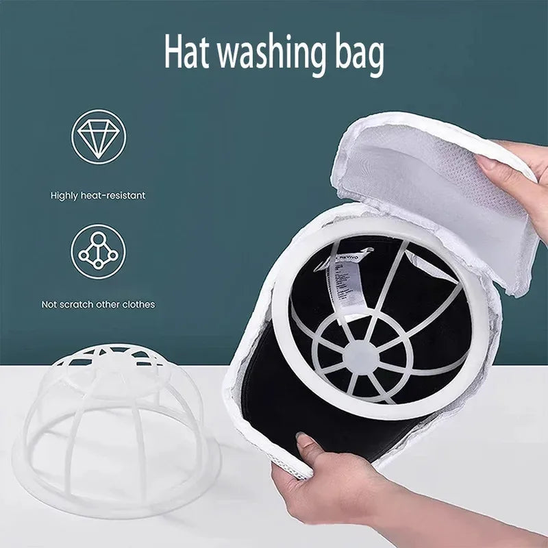 Washing Machine Hat Wash Protector Cap Cleaner Laundry Bag Small Clothes Wash Bag Anti-Deformation Mesh Organizer Zip Bags