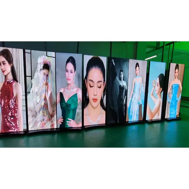 P2.5 500cd/m High Brightness Foldable LED Digital Signage Ultra HD Mobile Stand Video Wall for Subway Indoor Commercial Advertis