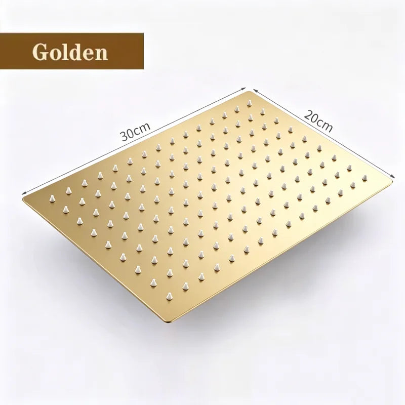 Rainfall Shower Head 12/10/8 Inch Waterfall Shower Ultra Thin 201 Stainless Steel Square Rain Showerheads Bathroom Accessories