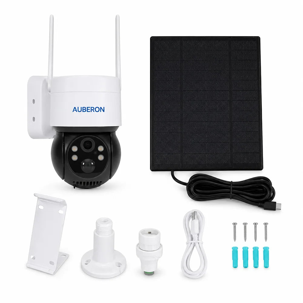 Solar WiFi Camera 3MP TUYA Smart Outdoor PTZ Security Camera Solar Powered 2-Way Audio Full Color Night Vision PIR Alerts IP66